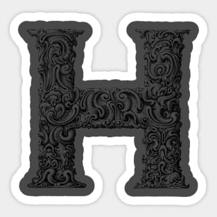 Vintage Initial Letter Lettering Alphabet H Sticker